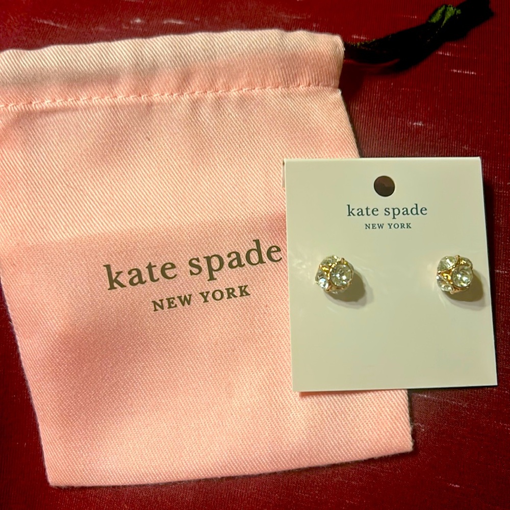 Beautiful round, stud earrings set in crystal with gold trim